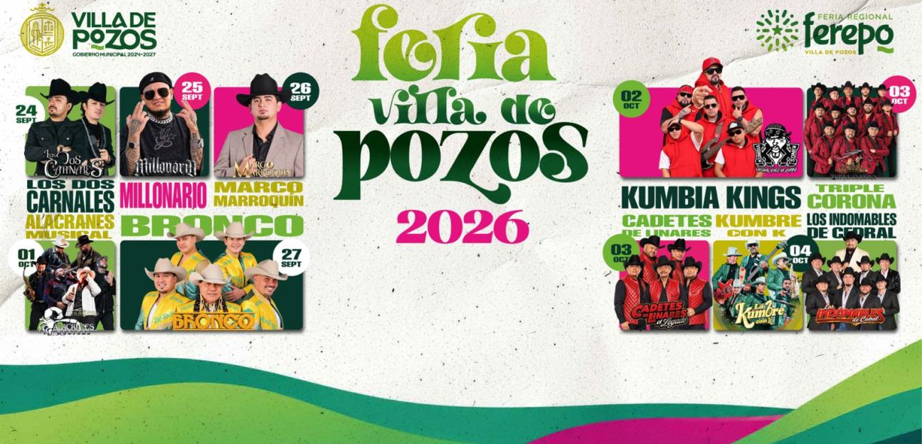 “POZOS ESTÁ DE FIESTA” CON LA GRAN CARTELERA MUSICAL DE FEREPO 2026
